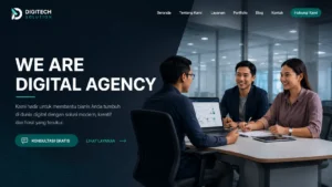 Jasa pembuatan website profesional dengan tampilan responsif di laptop dan smartphone untuk bisnis.